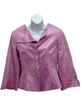 Elegant Giorgio Armani Women's Silk Blazer With 3/4 Sleeves & Illusion Back
